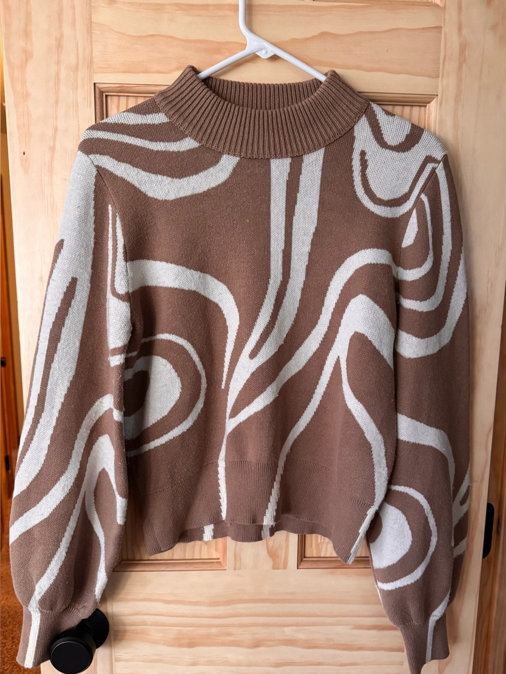 French Connection Brown and Cream Abstract Sweater